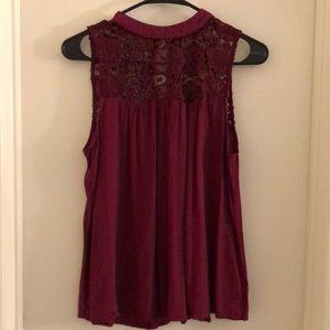 Pink blouse with lace top